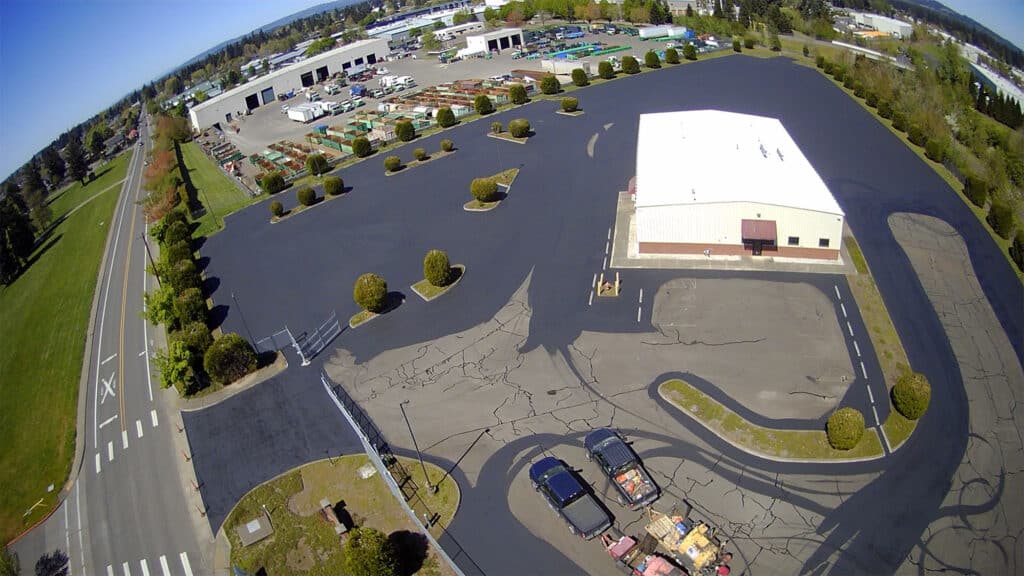 Areal view of asphalt sealing project