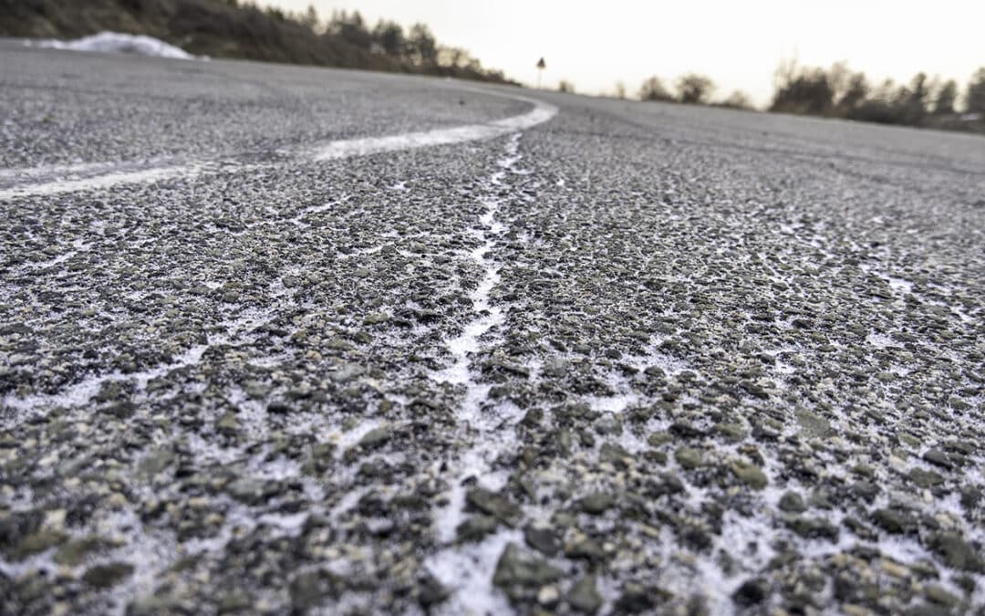 Light snow on an asphalt road